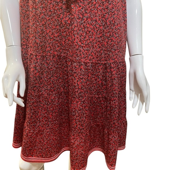 Max Studio Red Floral Print Tiered Sleeveless Flowy Tiered Shift Sundress Size 8 - Picture 5 of 16